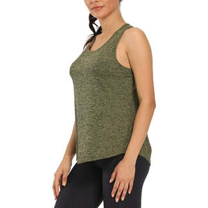 Camisetas sin mangas sueltas personalizadas de Color sólido para mujer, informales transpirables de secado rápido con logotipo frontal, venta al por mayor, 100% algodón barato - Product Image 2