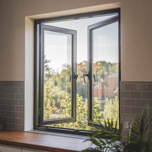 Ventanas plegables abatibles para cocina, marco de aleación de aluminio de vidrio templado, malla de pantalla de acero inoxidable, apertura horizontal magnética - Product Image 1