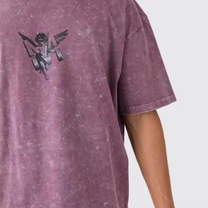 เสื้อยืดคอกลมผ้าฝ้าย100% สำหรับผู้ชายเสื้อโอเวอร์ไซส์โชว์ไหล่ระบายอากาศได้ดีมีโลโก้ตามสั่ง - Product Image 5