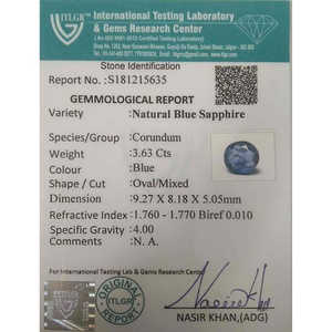 บลูแซฟไฟร์-3.63 กะรัต พลอยธรรมชาติเจียระไนทรงเหลี่ยม สีน้ำเงินเข้ม ขนาด 10 มม. ความสูง 8 มม. ผ่านการอบความร้อน พลอยเม็ดเดี่ยว - Product Image 4