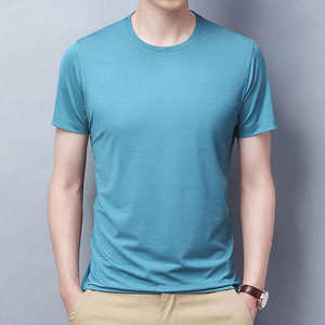 เสื้อยืดริงเกอร์สำหรับผู้ชายลำลองแห้งเร็วฤดูร้อนแขนสั้นเสื้อทึบคุณภาพดีเสื้อชาย - Product Image 2