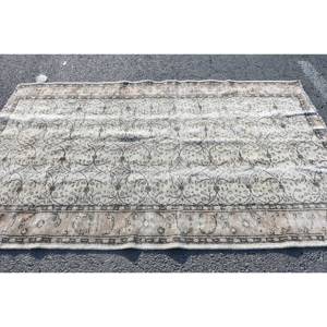 Vintage 5 X 8.2ft Tapis Turc Beige Marron Classique Grande Surface Laine Latex Support Rectangulaire Abstrait Motif Couloir pour Chambres - Product Image 3