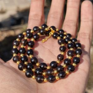 Natural Smoky Quartz Beaded <b>Necklace</b> 8mm Smooth Round Brown Quartz <b>Necklace</b> Handmade Healing Gemstone Jewelry Christmas Gift - Product Image 2