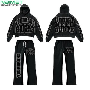 ชุดวอร์มกางเกงวอร์มกางเกงมีฮู้ดแบบซ้อนกันพิมพ์ลายหน้าจอสำหรับเสื้อผ้าตามสั่งสีทอง - Product Image 4