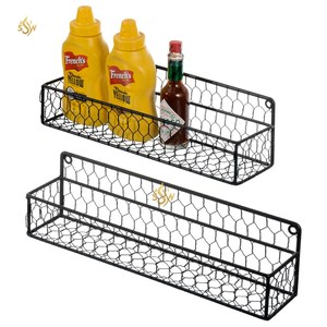 Kitchen Spices <b>Storage</b> Rack Organization <b>Shelving</b> & Shelf Superior Quality Iron Wire Designing Handmade Set Of 2 Spices Rack - Product Image 1