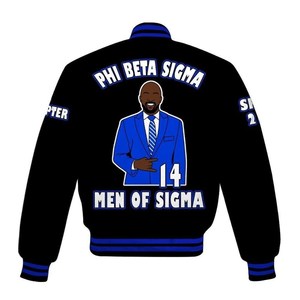Phi Beta Sigma แจ็คเก็ตทีมตัวแทนที่กำหนดเองบทที่กำหนดเองแจ็คเก็ตสีดำส่วนบุคคล1914 Phi Beta ซิกม่าของขวัญพี่น้องของขวัญศักดิ์สิทธิ์เก้า appa - Product Image 4