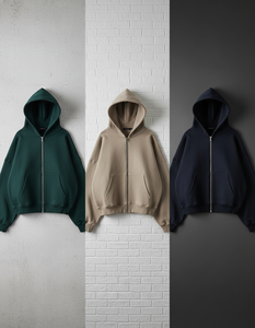 Premium Heavyweight <b>Full</b> <b>Zip</b> Hoodie - Unisex Oversized Drop Shoulder Fleece <b>Sweatshirt</b> for Custom Branding - Product Image 6