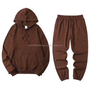 Wholesale Custom Men Plain <b>Sweat</b> Suits French Terry Tracksuits Sweatsuits Unisex Men's Sportswear 100% Cotton Hoodie Set - Product Image 5