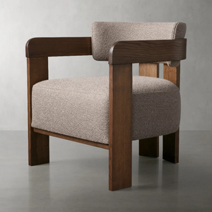 Sillón de madera moderno de alta calidad con respaldo y asiento de tapicería marrón para uso doméstico y hotelero para sala de estar - Product Image 2