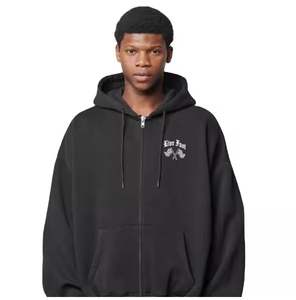 เสื้อฮู้ดพิมพ์ลายตัวอักษรแบบรูดซิปมีฮู้ดผ้าฟลีซผ้าฝ้ายเทอร์รี่ - Product Image 5