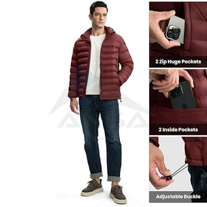 Hot-Selling Mens Puffer Jacket Detachable Hood Water-Resistant Lightweight Quilted <b>Coat</b> with 4 Pockets OEM/ODM Custom Colors - Product Image 3