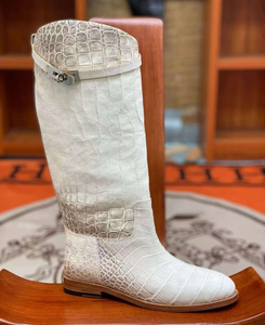 Botas de cuero blancas de la India del Himalaya para mujer, con punta, con cordones, de caña alta, cortas y largas, para parejas, otoño/invierno, para hombre y mujer - Product Image 4