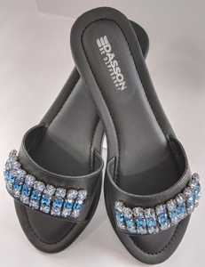 Sandales plates et confortables de couleur noire diamant, dernière tendance, haute qualité, meilleures ventes de fête, prix de gros, 2022 - Product Image 4