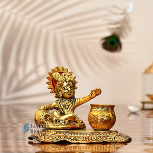 Vajilla de Metal Chapada en Oro con Diseño Religioso Moderno de Laddu Gopal / Krishna Ji, con Técnica de Soldadura, para Regalo o Decoración del Hogar - Product Image 2