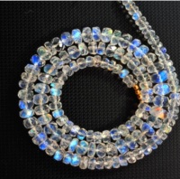 Perles facettées en pierre de lune arc-en-ciel naturelle 3-5,5 mm, 4 pouces, plus de 40 perles par brin, blanches, en vrac, Coszcalt Exports, certifiées par un tiers