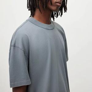 เสื้อยืดคอกลมทรงหลวมหรูหราสำหรับผู้ชายผ้าฝ้าย100% ออกแบบโลโก้ได้ตามต้องการ - Product Image 2