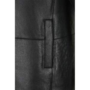 This is a <b>men's</b> <b>black</b> single-breasted shearling sheepskin <b>trench</b> <b>coat</b> - Product Image 5
