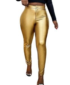 Leggings Metálicos Brillantes de Imitación de Cuero de Cintura Alta, Pantalones sin Pierna, Estampado Efecto Mojado, Ajustados, Glamurosos, para Yoga y Fitness - Product Image 1