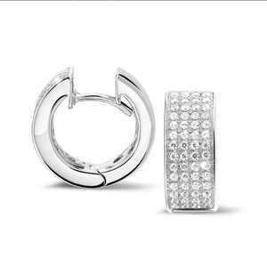 Boucles d'oreilles créoles articulées en or massif 14 carats avec diamants de laboratoire taille brillant rond, bijoux de mariée imposants pour occasions de mariage - Product Image 2