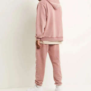 Top Tendance Hommes Surdimensionné Street Style Deux Pièces Ensembles Poches Kangourou Personnaliser Logo Brodé Lavage À L'acide Survêtements D'hiver - Product Image 2