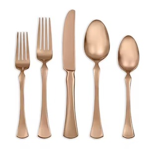 Juego de Cubiertos de Diseño Vintage de Alta Calidad, Juego de Tenedores y Cucharas de Acero Inoxidable con Acabado Espejo para Restaurante y Hotel, Acabado en Cobre - Product Image 1