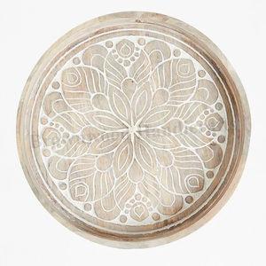 Plateau de service en bois de manguier sculpté à la main de haute qualité plateau de décoration en bois vente chaude pour table à manger de cuisine à faible quantité minimale de commande - Product Image 5