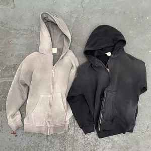 Sweat-shirts d'hiver personnalisés de haute qualité pour hommes, 100 % coton, style streetwear, effet délavé, vieilli, écologique et respirant - Product Image 3