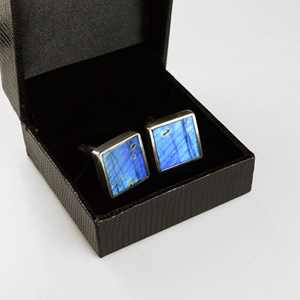 Gemelos cuadrados de Plata de Ley 925 sólida, labradorita de Fuego Azul raro, piedras preciosas Vintage hechas a mano, accesorio de regalo de boda, joyería - Product Image 5