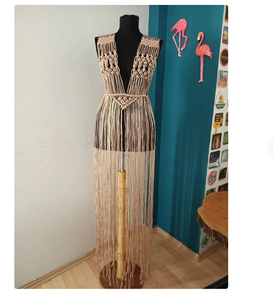 Macrame ชุดเดรสชุดว่ายน้ำสำหรับเจ้าสาวของคุณเป็นผ้าฝ้ายทอมืองานเทศกาลเสื้อเอวลอยเสื้อเอวลอยสำหรับผู้หญิงเดรสชายหาด macrame - Product Image 2