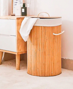 Cestas decorativas redondas grandes para almacenamiento, hechas de ratán natural de tonos claros, disponibles a precios al por mayor. - Product Image 4