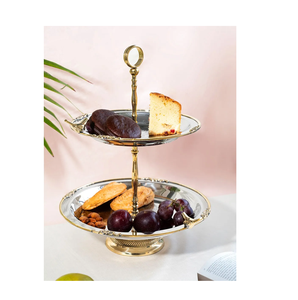Customized Aluminum <b>Cake</b> <b>Stand</b> Round 2 Tier Serving Platter Cupcake <b>Stand</b> and <b>Cake</b> <b>Stand</b> Tray With <b>Sale</b> - Product Image 1