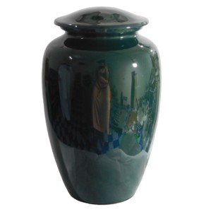 โกศโลหะแบบคลาสสิกสำหรับงานศพโกศโลหะสีเขียวสำหรับงานศพผู้ใหญ่โกศโลหะสีเขียว - Product Image 4