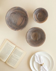 Juego Personalizable de 3 Tazones para Ensalada de Madera de Mango Ecológicos, Pintados a Mano y Aptos para Lavavajillas, Ligeros y Duraderos, Tamaños de 9, 8 y 6.5 Pulgadas - Product Image 1