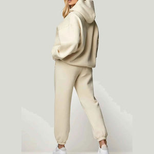 Chándal de algodón 2024 para mujer de invierno 100%, Sudadera con capucha y pantalones de gran tamaño, conjunto transpirable de alta calidad - Product Image 4