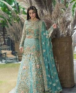 <span class=keywords><strong>2025</strong></span> @ Thiết kế nặng thêu áo cô dâu, lehenga & dupatta ăn mặc với nặng tôn tạo dabka ngọc trai đá hạt làm việc - Product Image 1