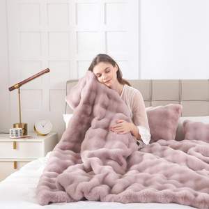 Sang Trọng Dày Mờ Thoải Mái Bong Bóng Chăn, Top Bán Sang Trọng Mùa Đông Faux Lông Chăn - Product Image 4