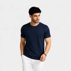 Camiseta Básica de Verano, Cuello Redondo, Corte Holgado, Color Sólido, 220 GSM, Ligera - Product Image 1