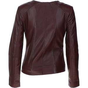 Chaquetas de cuero personalizadas de tendencia superior para mujer, diseño de cuello vuelto sólido, mangas completas, forro de satén transpirable - Product Image 3