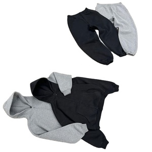 Ensemble de survêtement unisexe personnalisé, coupe oversize, en molleton uni, séchage rapide, avec pantalon de jogging zippé et sweat à capuche, pour homme 2026 - Product Image 1
