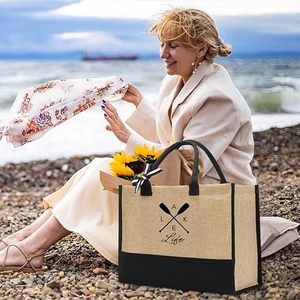 MyOrganicBag Sac fourre-tout en jute fait à la main avec deux sangles disponibles en marron noir avec décoration initiale de lettre - Product Image 6