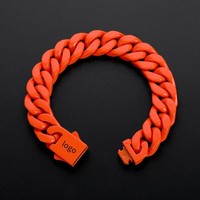 Bracelet cubain coloré en acier inoxydable avec émail, prêt à être expédié pour les vendeurs en ligne sur Shopify (vente en gros)