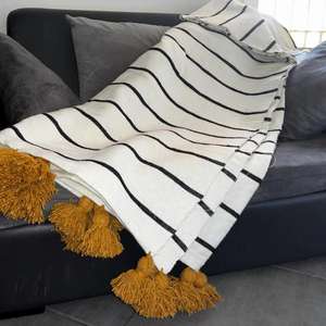 Manta Marroquí Hecha a Mano, Auténtica, Artesanal, Diseño Tribal, Suave, Tejida, Decoración para el Hogar, Regalo - Product Image 1