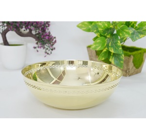 ชามทองเหลืองเคลือบเงาสุดหรูสำหรับใช้ในบ้านและบนโต๊ะอาหารชามเสิร์ฟป๊อปคอร์นทองแบบเจาะรูดีไซน์ไม่เหมือนใคร - Product Image 1