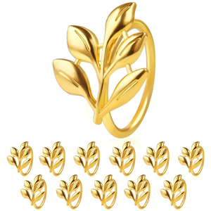 Ensemble de 12 anneaux de serviette en feuille d'or vintage, porte-serviettes en métal pour table à manger, décoration de mariage, dîner et mise en place de table - Product Image 1