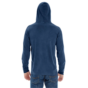 Sweats à capuche unisexe en trois mélanges Pull léger à capuche bleu marine Bella + Canvas 3512 Sweat à capuche unisexe en jersey à manches longues - Product Image 2