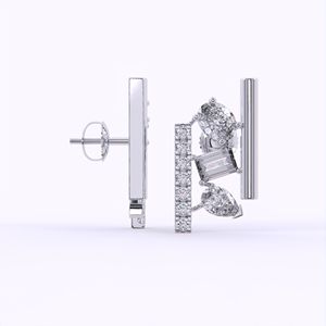 Boucles d'oreilles triple diamant en or massif pour femmes Bijoux de mode en diamant cultivé en laboratoire Bijoux pour femmes et filles en vente en gros - Product Image 5