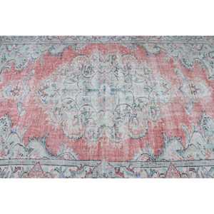 Grand tapis turc vintage 5,6x9,1 pieds, tapis rouge à pois en laine - Product Image 5