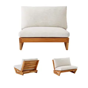 Chaise longue en teck coucher de soleil loisirs confortables chaises en bois de détente mobilier d'extérieur chaise de canapé à siège unique - Product Image 1
