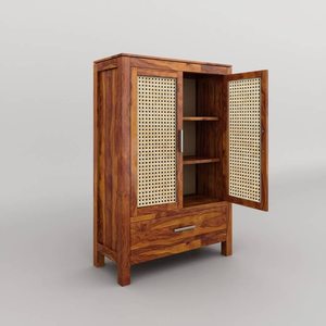 Gabinete de madera maciza multiusos acabado mate miel moderno para dormitorio, sala de estar, barra de estudio; opción de almacenamiento de estantería/Cocina - Product Image 1