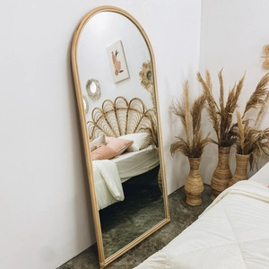 Espejo de Pie Alto Rectangular de Estilo Clásico, Espejos de Ratán Natural para Apoyar en la Pared o de Pie - Product Image 6